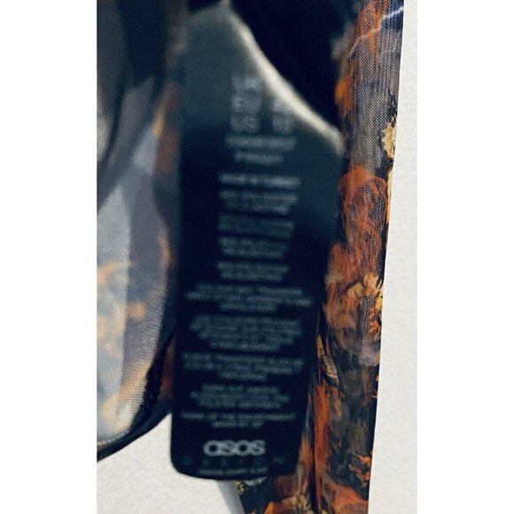 Asos Designs Top Womens 10 Flame Butterfly Print Mesh Cropped Long Sleeve Boho - Picture 6 of 7